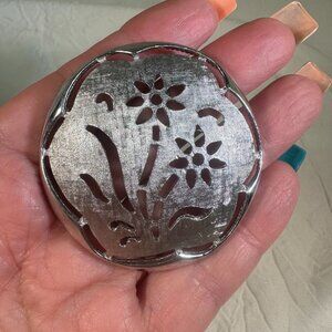Vintage Sarah Coventry Silver-Tone Floral Brooch With Delicate Cutout Design